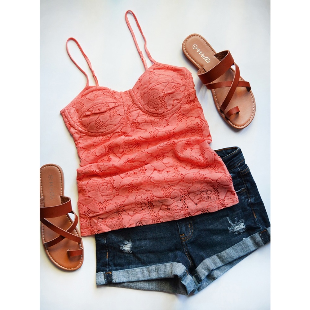 Candies Size XS Peach Floral Spaghetti Strap Top